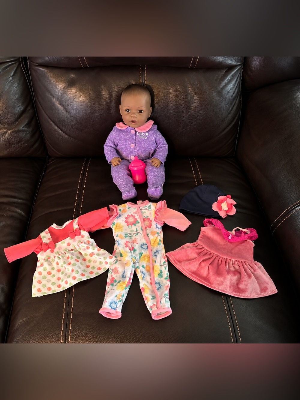 Authentic American Girl Bitty Baby Doll & Wardrobe Bundle (Includes 4 Outfits!)